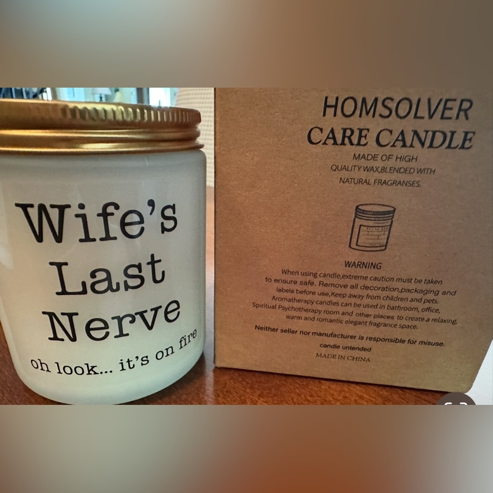 🆕 Wife’s Last Nerve 😜 White Scented Candle with Gold Lid. - Picture 2 of 3